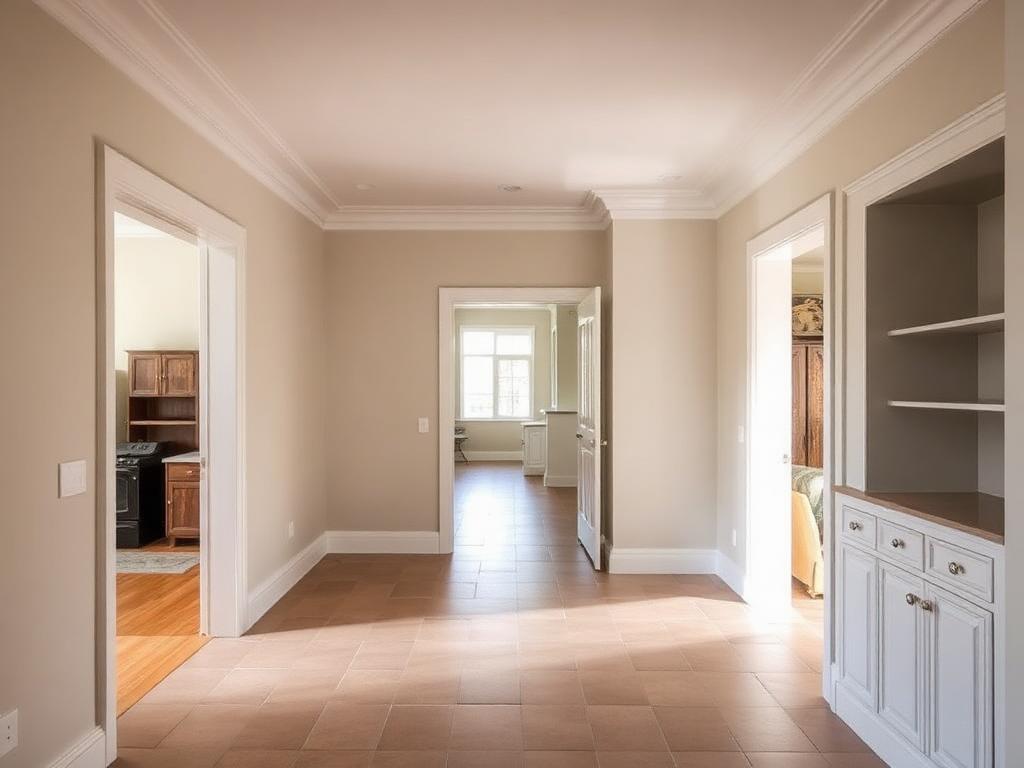 Espace de circulation intérieur rénové ouvrant sur plusieurs pièces du logement